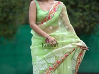 Green Organza Silk Saree_Kumari Sarees