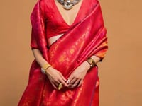 Red Handloom Weaving Silk Saree