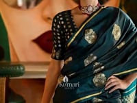 Teal Green Pure Satin Handloom Weaving Silk Saree_Kumari Sarees