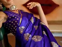 Violet Pure Satin Handloom Weaving Silk Saree_Kumari Sarees