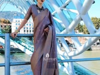 Grey Katan Silk Handloom Weaving Saree