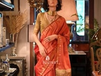 Light Maroon Tussar Handloom Weaving Silk Saree_Kumari Sarees