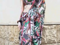 Multi Colour Printed Satin Georgette Saree