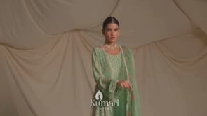 Green Pure Muslin Embroidery Kurta Set_Kumari Sarees