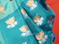 Aqua Blue Tussar Handloom Weaving Silk Saree_Kumari Sarees