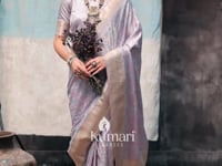 Lilac Pure Satin Handloom Weaving Silk Saree_Kumari Sarees