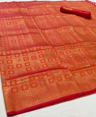 Orange Kanjeevaram Handloom Silk Saree