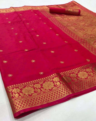 Red Kanjeevaram Handloom Silk Saree