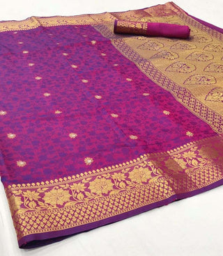 Purple Kanjeevaram Handloom Silk Saree