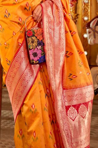 YELLOW HANDLOOM WEAVING SILK SAREE